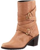 Stuart Weitzman Dallas Buckled-strap Leather Boot Camel - Lyst
