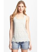 Pleione Lace Overlay Stripe Tank - Lyst