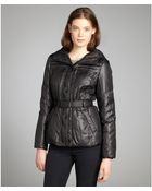 Andrew Marc Black Quilted 'Dakota' Belted And Hooded Down Jacket - Lyst