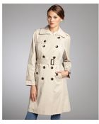 London Fog Stone Cotton Blend Double Breasted Trench - Lyst