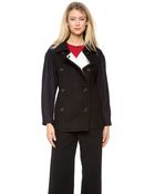 Derek Lam Wool Pea Coat with Navy Front Panel - Lyst