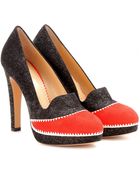 Charlotte Olympia Lou Lou Suede Platform Pumps - Lyst