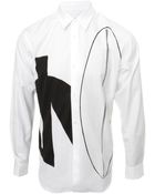 Comme Des Garçons Contrast Print Cotton Shirt White - Lyst