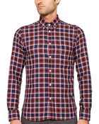 Hartford Slim Fit "Vintage" Herringbone Plaid Shirt - Lyst
