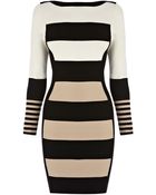 Karen Millen Stripe Knit Dress - Lyst