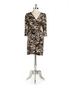 Calvin Klein Printed Faux Wrap Dress - Lyst