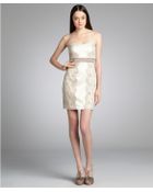 Max & Cleo Nude Satin Lace 'Olivia' Strapless Cocktail Dress - Lyst