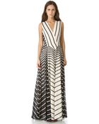 Halston Heritage A Line Stripe Gown - Lyst