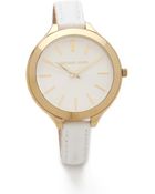 Michael Kors Leather Slim Runway Watch - Lyst
