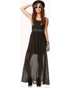 Forever 21 Lace-Up Cutout Maxi Dress - Lyst