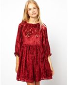 Asos Smock Dress with Velvet Burnout - Lyst
