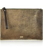McQ by Alexander McQueen Metallic Texturedleather Clutch - Lyst