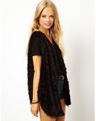Asos Sleeveless Cardigan in Fluffy Fabric - Lyst