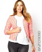 Asos Curve Blazer in Fluro Boucle - Lyst