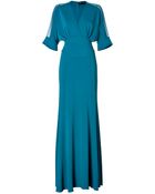 Elie Saab Sheer Sleeve Gown in Marine - Lyst