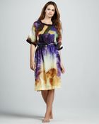 Oscar de la Renta Printed Solidtrim Coverup - Lyst