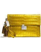 Coach Legacy Lock Clutch in Liquid Metallic Croc - Lyst
