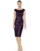 Lauren by Ralph Lauren Cap Sleeve Stretch Satin Dress - Lyst