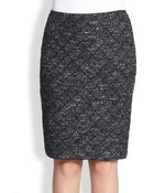 St. John Latticepatterned Metallic Boucle Skirt - Lyst