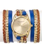 Sara Designs Blue Leather Chain Wrap Watch 33mm - Lyst