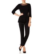 Thakoon Black Lace Insert Peplum Top - Lyst