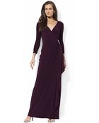 Lauren by Ralph Lauren Matte Jersey Gown - Lyst
