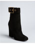 Gucci Black Suede Buckle Detail Cuban Heel Ankle Boots - Lyst