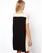 Asos Pleat Back Dress with Contrast - Lyst