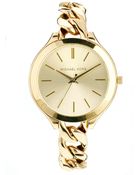 Michael Kors Slim Runway Gold Watch - Lyst