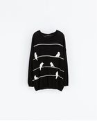 Zara Oversize Jacquard Sweater - Lyst