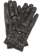 Valentino Rockstud Noir Leather Gloves - Lyst