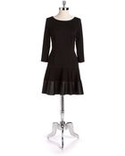 Jessica Simpson Ponte And Faux Leather Flared Dress - Lyst