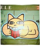 Temps Des Reves Graffiti Grinning Catprint Scarf - Lyst