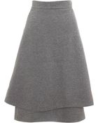 Vika Gazinskaya Grey Wool Flared Skirt - Lyst