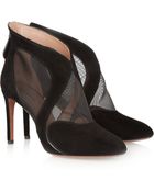 Alaïa Suede and Mesh Ankle Boots - Lyst