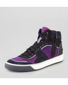 Lanvin Mesh Suede Hitop Sneakers Redgray - Lyst