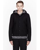 T By Alexander Wang Black Hooded Wool Bomber Jacket - Lyst