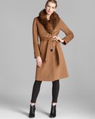 Ellen Tracy Coat Fox Fur Collar Belted - Lyst