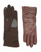 Echo Leather Ruched Wrist Gloves - Lyst