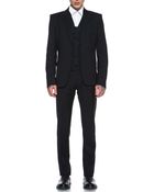 Mugler One Button Slim Fit Detail Wool Suit - Lyst