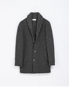 Zara Knitted Three Quarter Length Woollen Coat - Lyst
