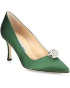 Manolo Blahnik Crystalembellished Satin Evening Pumps - Lyst