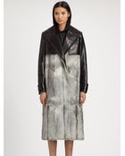 Alexander Wang Goat Fur Leather Trench Coat - Lyst