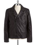 Guess Faux-Leather Moto Jacket - Lyst