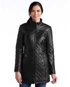 Jones New York Quilted Leather Walking Coat - Lyst