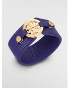 Tory Burch Logo Snap Leather Bracelet - Lyst