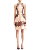 Lela Rose Embroidered A-Line Halter Dress - Lyst