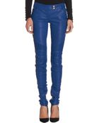 Balmain Leather Biker Jeans - Lyst