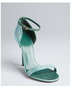 Gucci Blue Suede Crystal Embellished Open Toe Sandals - Lyst
