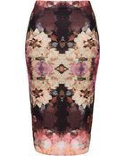 Topshop Bruised Floral Tube Skirt - Lyst